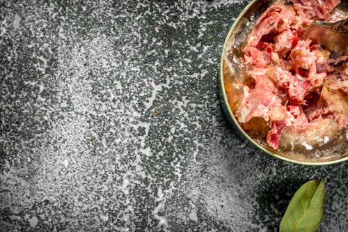 Preview: Canned meat in a tin can.