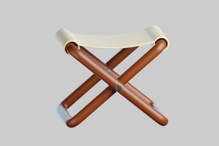Preview: Minimalist folding stool with cream seat