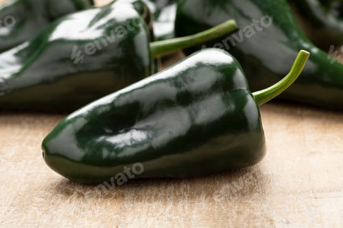 Preview: Fresh green Mexican Poblano Pepper close up