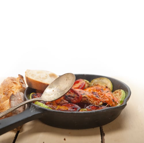 Preview: roasted shrimps with zucchini and tomatoes