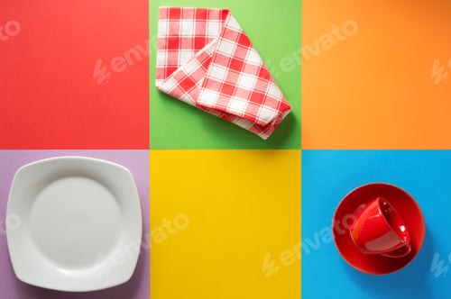 Preview: kitchenware at colorful background