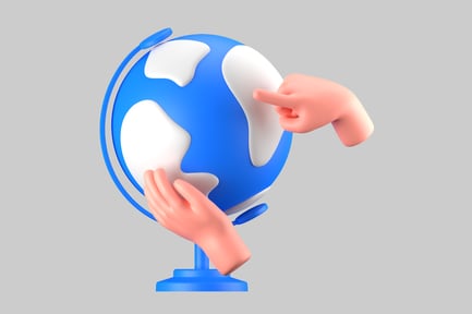 Preview: Cartoon globe with hands adventures