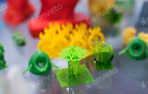Preview: Closeup Object Printed 3D Printer Close-Up. Progressive Modern Additive Technology 4.0 Industrial