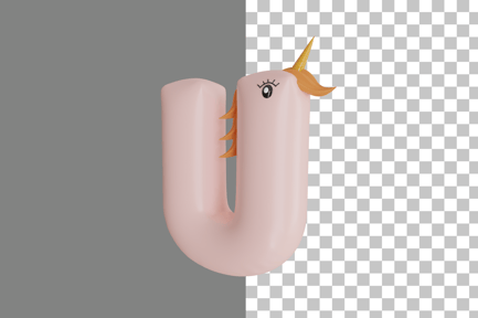 Preview: Letter U Unicorn 3D Icon