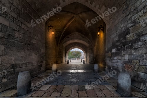 Preview: Beautiful ancient hallway with arches