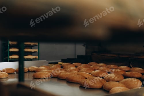 Preview: Automatic bakery production line with sweet cookies on conveyor belt equipment machinery
