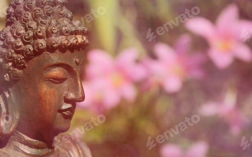 Preview: Buddha Statue in Outdoor Garden With Blurred Background