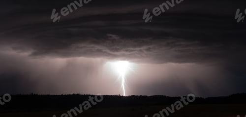 Preview: Over Norris Canyon Thunderstorm Lightning Strikes Yellowstone NP