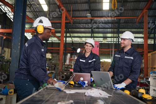 Preview: Metal industry worker at factory, Business industry and lathe background.