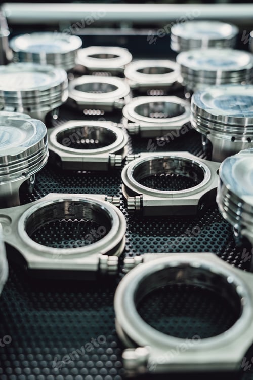 Preview: pistons and connecting rods, the main parts for a car with an internal combustion engine.