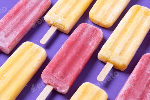Preview: Red strawberry popsicles and yellow popsicles