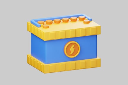 Preview: Blue and yellow battery with orange logo