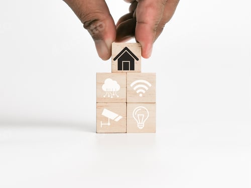 Preview: Smart home concept with icons and hand.