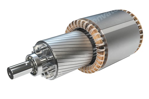 Preview: Rotor and stator of electric motor isolated on white background.