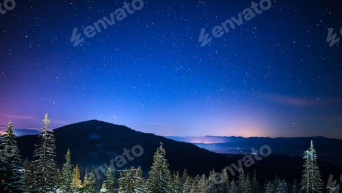 Preview: Starry sky is located above the picturesque views