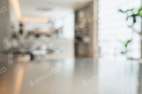 Preview: Blurred image of a table in modern cafe