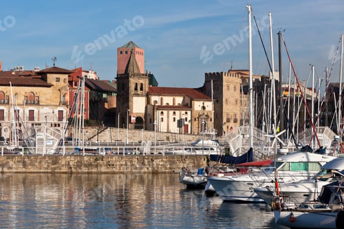 Preview: View on Old Port of Gijon and Yachts