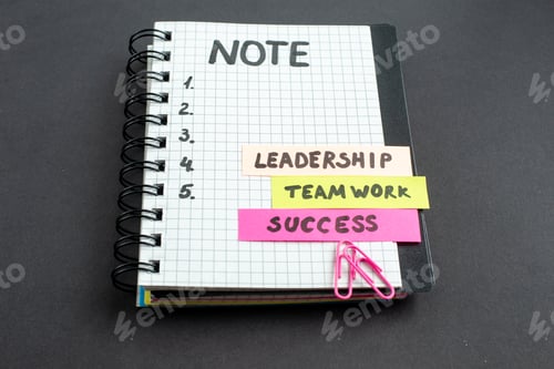 Preview: front view motivation business notes with notepad on dark background business work success job