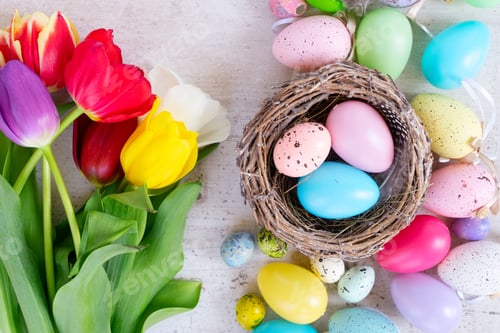 Preview: Easter scene with white eggs