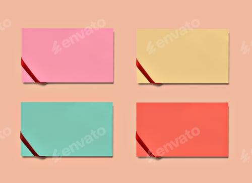 Preview: ribbon bow greeting card note paper chirstmas blue orange yellow invitation pastel green pink modern