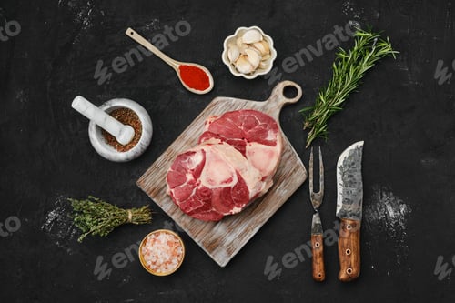 Preview: Overhead view of raw beef ossobuco steak