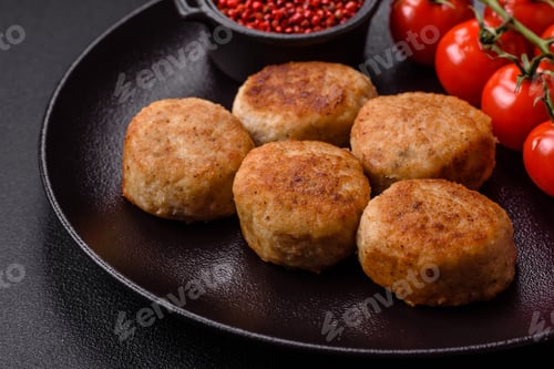 Preview: Delicious fresh fried minced fish cutlets with spices and herbs