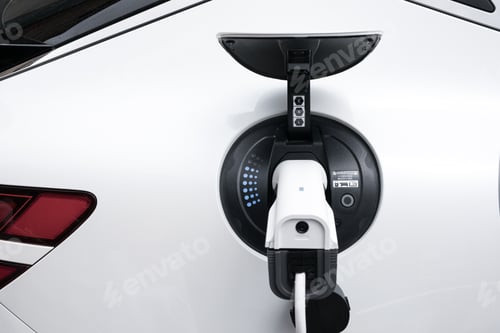 Electric Vehicle Charging Port Close Up Detail