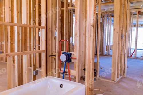 Preview: New home construction a installation bathroom unfinished of plumbing