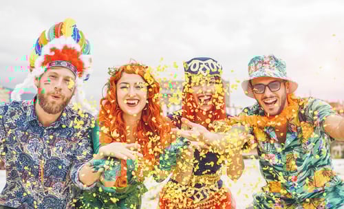 Preview: Happy friends celebrating at carnival Brazilian party