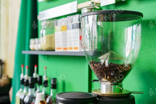 Preview: Professional coffee grinder machine in coffee shop