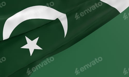 Preview: Pakistan flag waving country national green white moon star color background wallpaper copy space em
