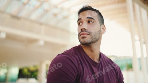 Preview: Attractive man looking around waiting girlfriend on the street