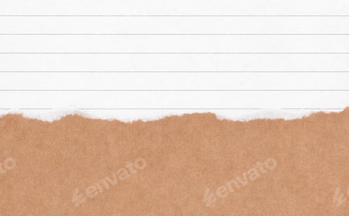 Preview: Closeup torn brown paper on grunge torn lined ,white paper texture background.