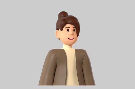 Preview: Cartoon girl with bun hairstyle