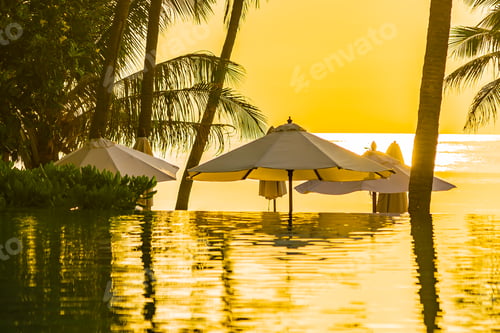 Preview: Beautiful outdoor nature landscape with sea ocean and coconut pa