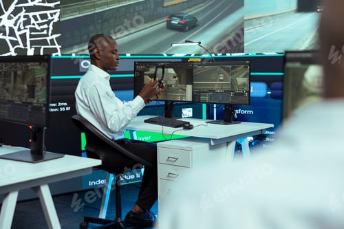 Preview: African american call center operator tracking orders for clients