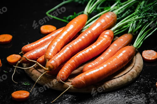 Preview: Carrots on a cutting board.