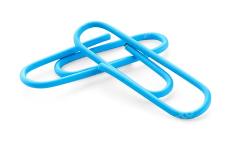 Preview: Two bright paper clips isolated on white
