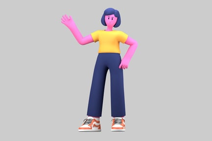 Preview: Cartoon waving girl character