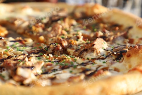Close-Up of Delicious Pizza with Meat Topping