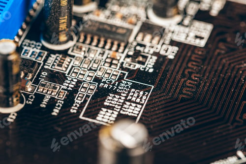 Preview: Close up of a electronic circuit board with processor