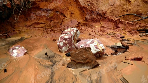 Preview: Beautiful shot of Colorful stones at the cliff of Morro de Sao Paulo cave in Brazil