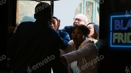 Preview: Bargain seeking shoppers push door