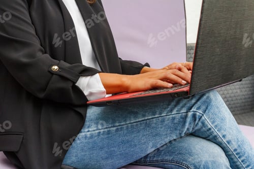 Preview: Business woman working with a laptop, online shopping, small business, videoconference, telework