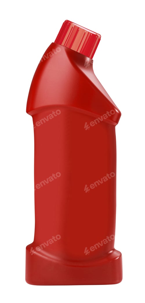 Preview: Plastic bottle of household detergent on white background