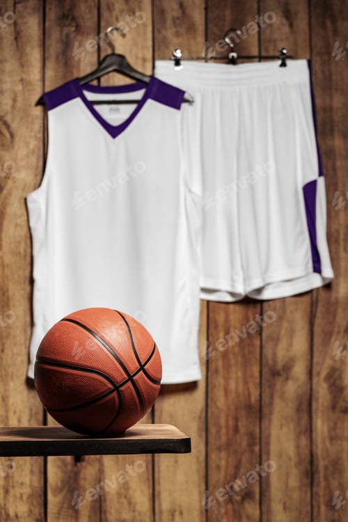 Preview: Basketball player outfit hanging on wooden background