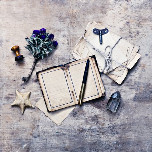 Preview: Vintage Stationery on Weathered Wood Background