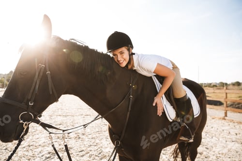 Preview: Beautiful woman wearing hat with horse