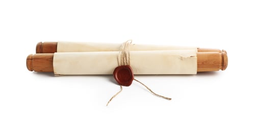 Preview: Old rolled paper scroll isolated on white