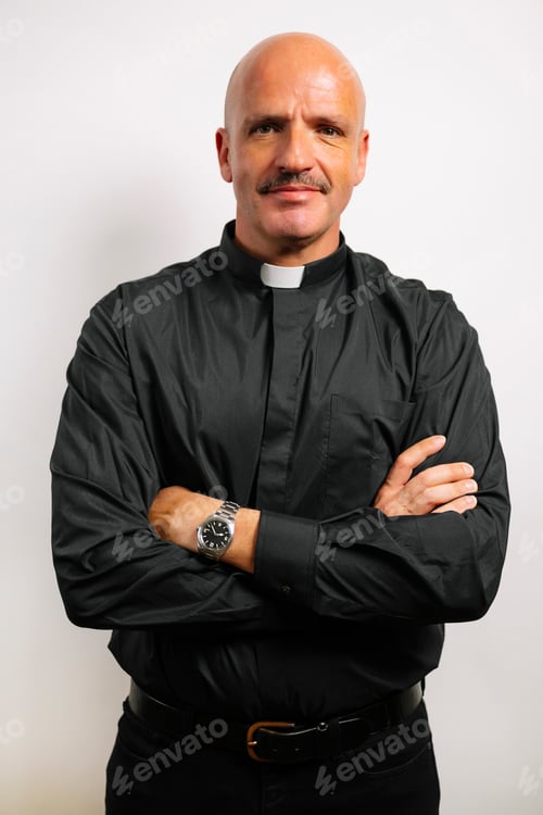 Preview: Portrait of a priest looking at the camera.